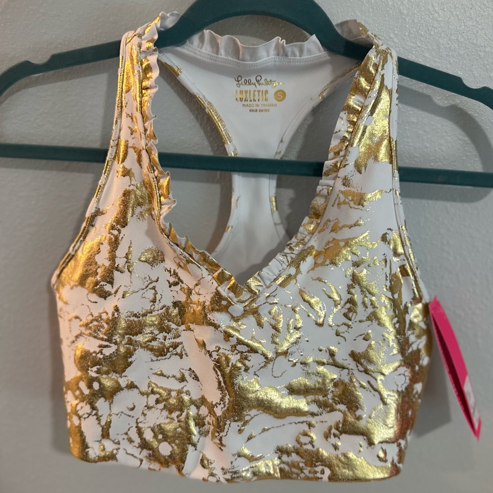 Lilly Pulitzer Luxletic Lindsay Sports Bra in Shoreline Foil!